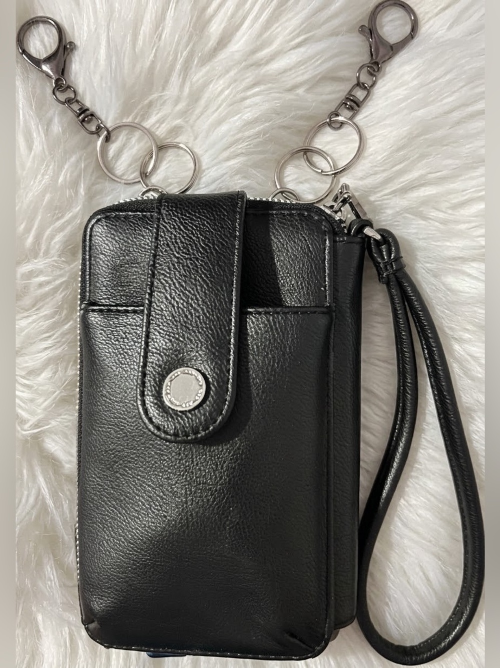 Black Pebbled Leather Belt-Loop Hip Bag & Wristlet Wallet 4.5" X 7"